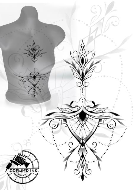 Flash terv – ornamentikus fineline minta a háton