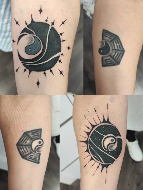 Apró minták fedése – hold és yin-yang motívumok a karon