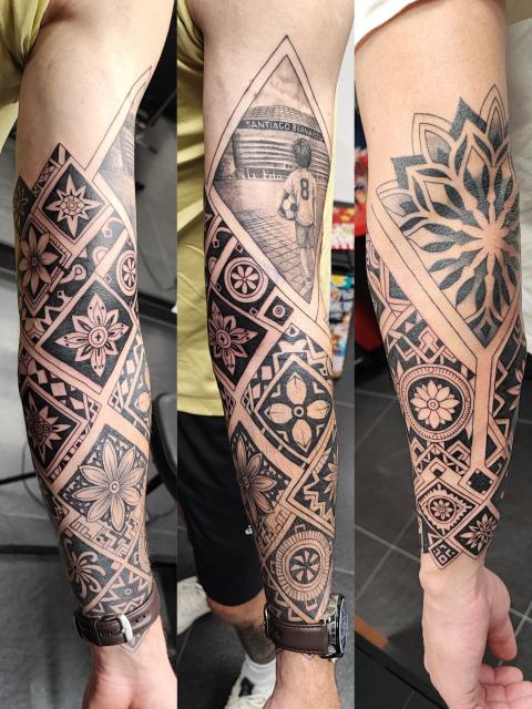 Geometrikus, ornamentikus mintasor a teljes karon